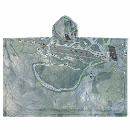 Mt Abram, Maine Ski Resort Map Flannel Blanket Poncho