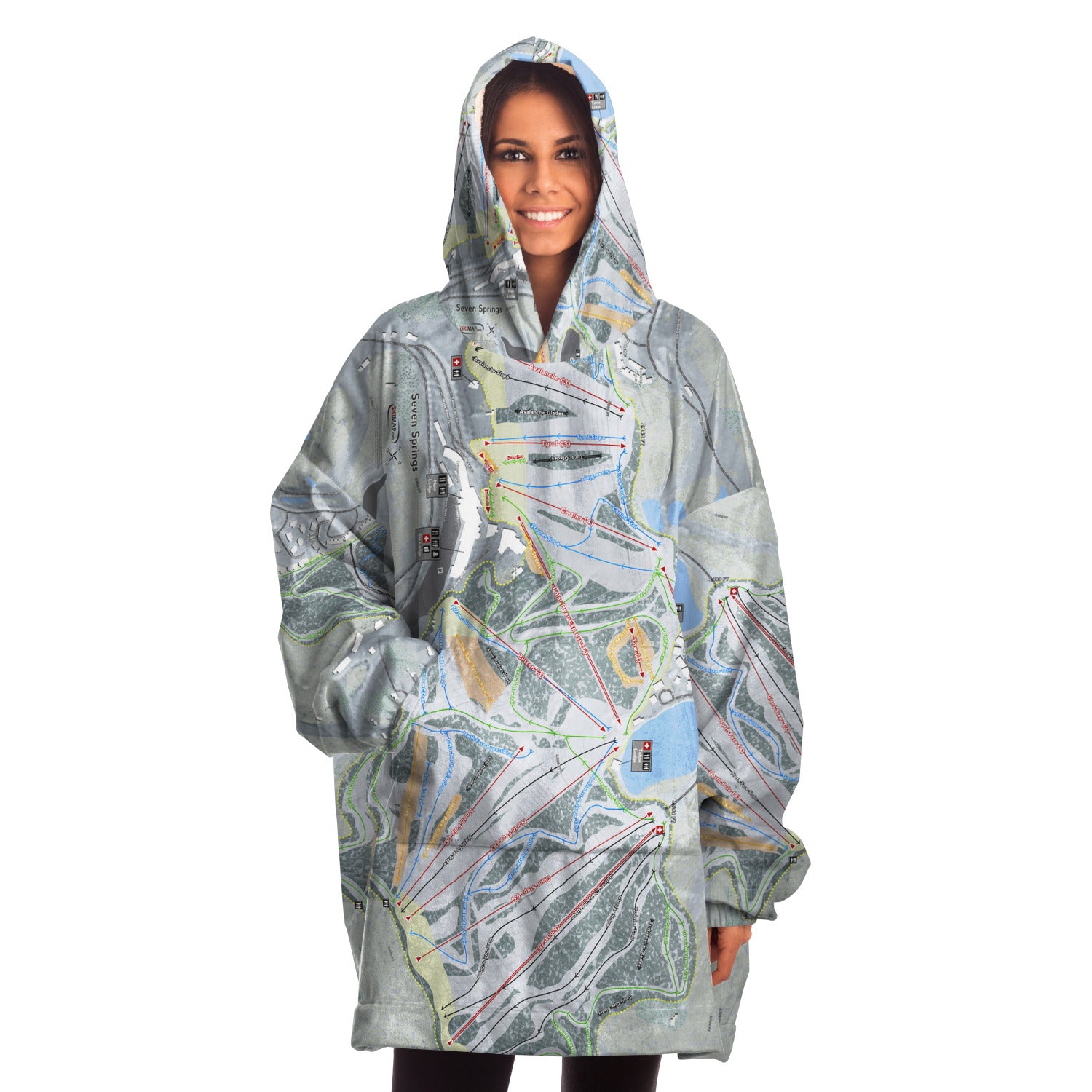 Seven Springs, Pennsylvania Ski Trail Map - Snug Hoodie