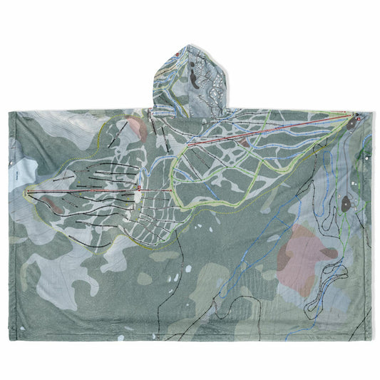 Mt Washington, British Columbia Ski Resort Map Flannel Blanket Poncho