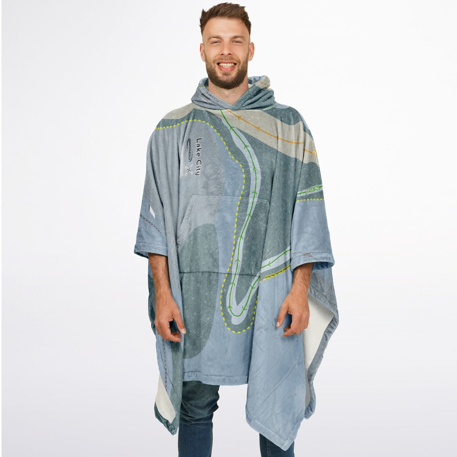 Lake City Ski Hill, Colorado Ski Resort Map Flannel Blanket Poncho