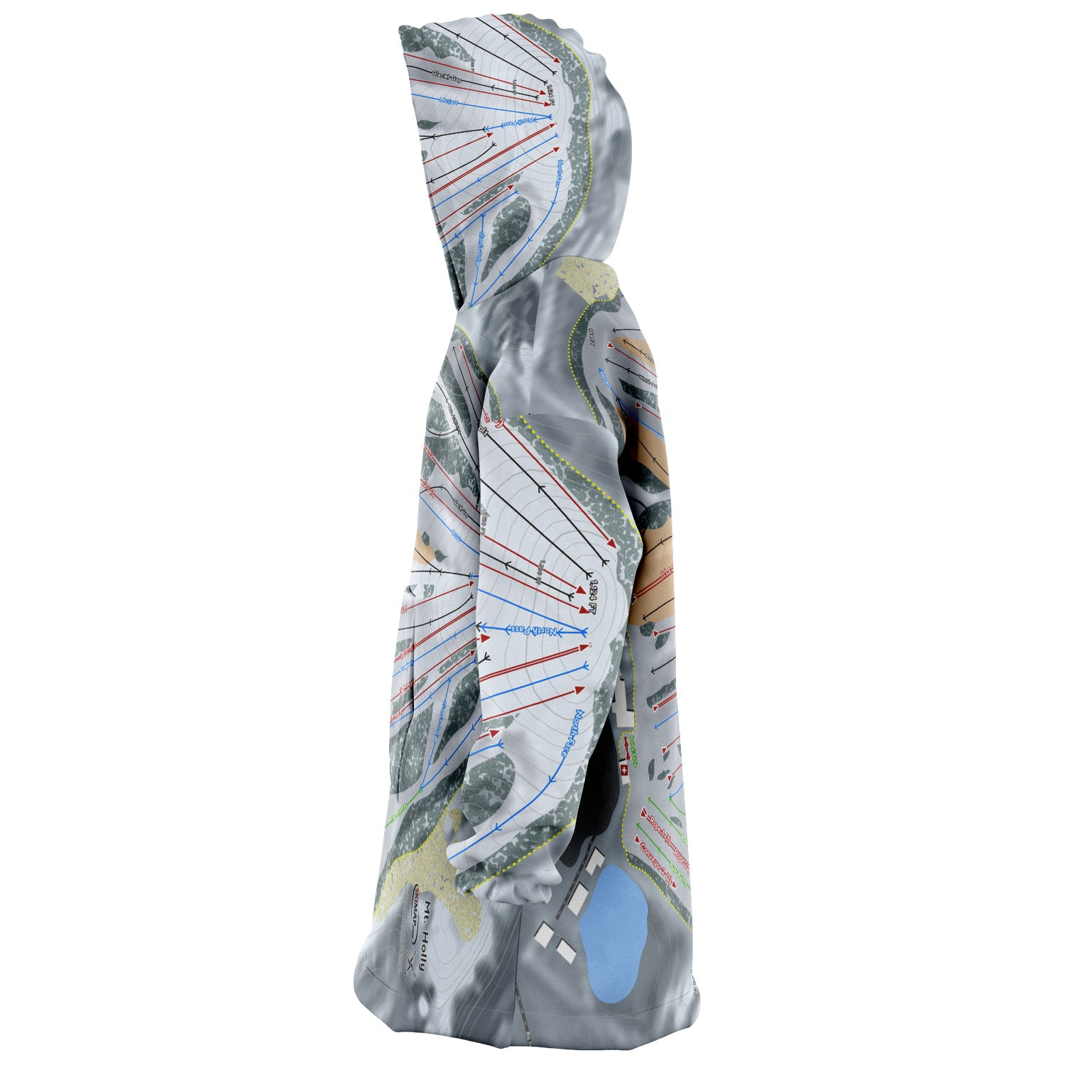 Mt Holly, Michigan Ski Trail Map Snug Hoodie
