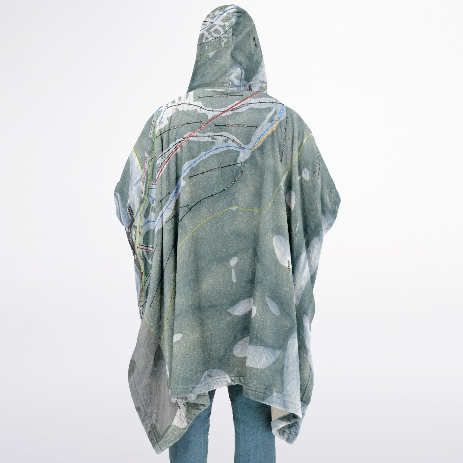 Diamond Peak, Nevada Ski Resort Map Flannel Blanket Poncho