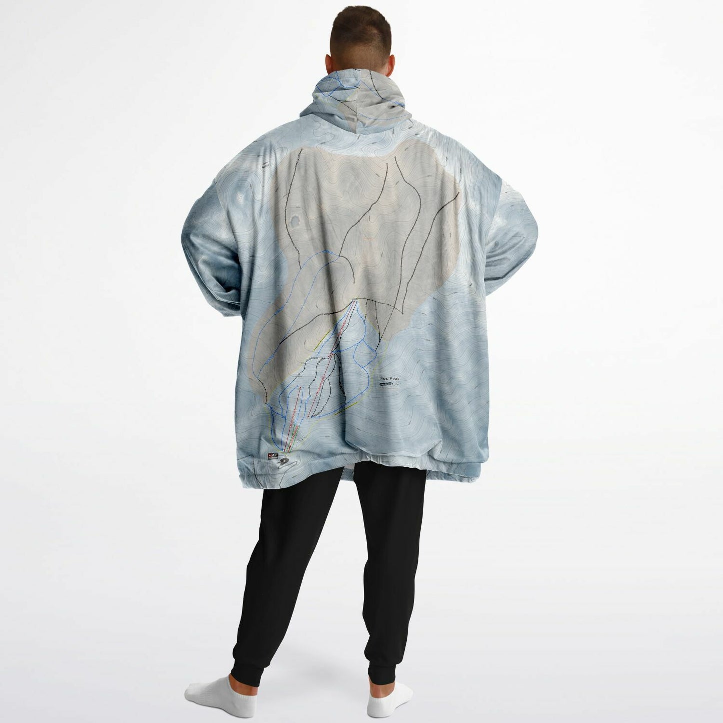 Fox Peak, New Zealand Ski Trail Map - Snug Hoodie - Powderaddicts