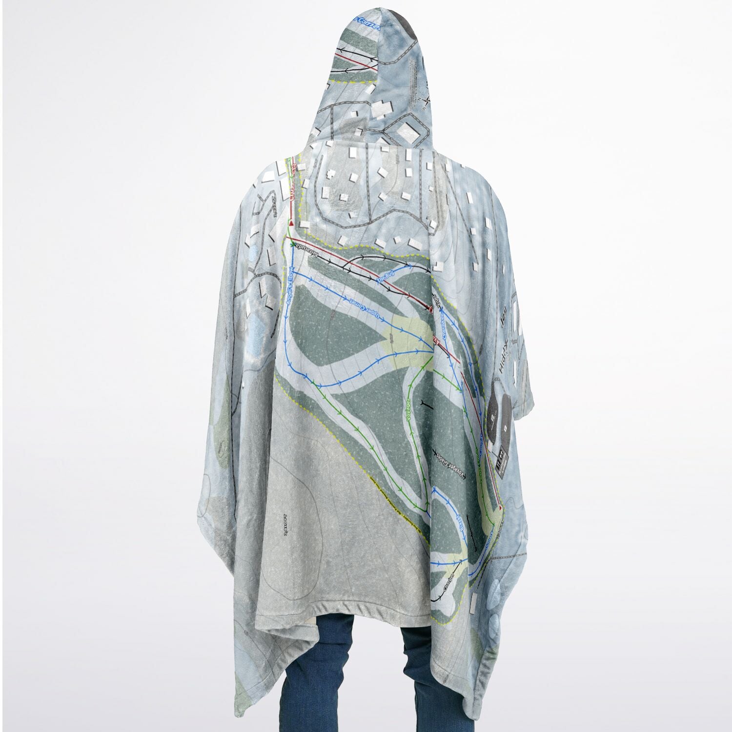 Hidden Valley, Pennsylvania Ski Resort Map Flannel Blanket Poncho