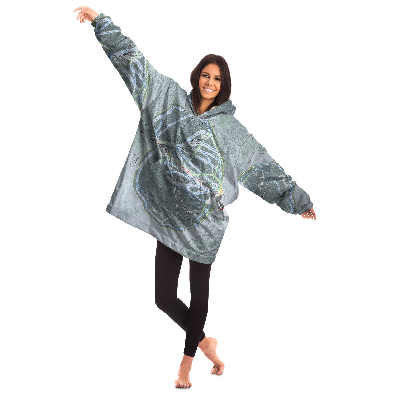 Ski Land, Alaska Ski Trail Map Snug Hoodie