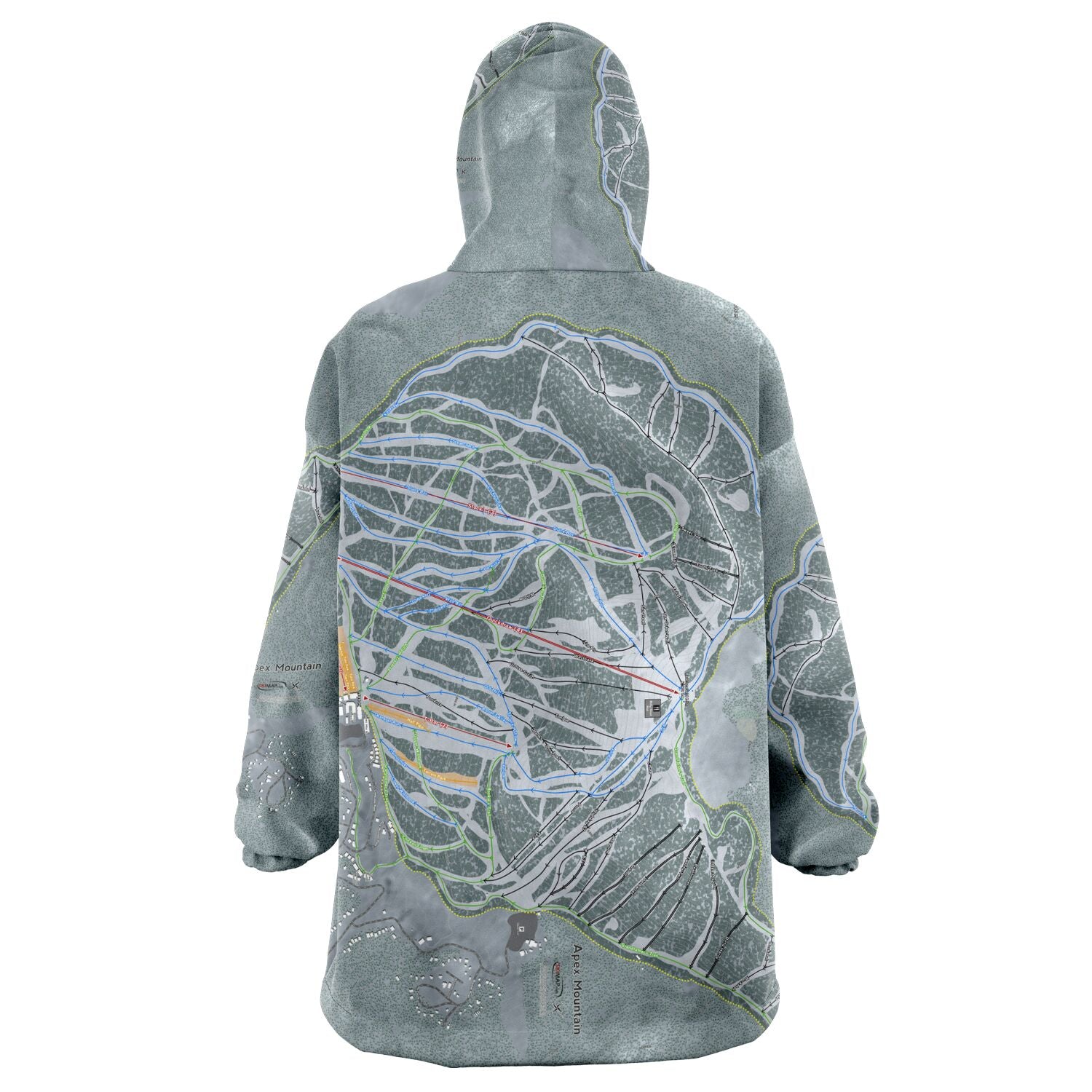Apex Mountain, British Columbia Ski Trail Map Snug Hoodie