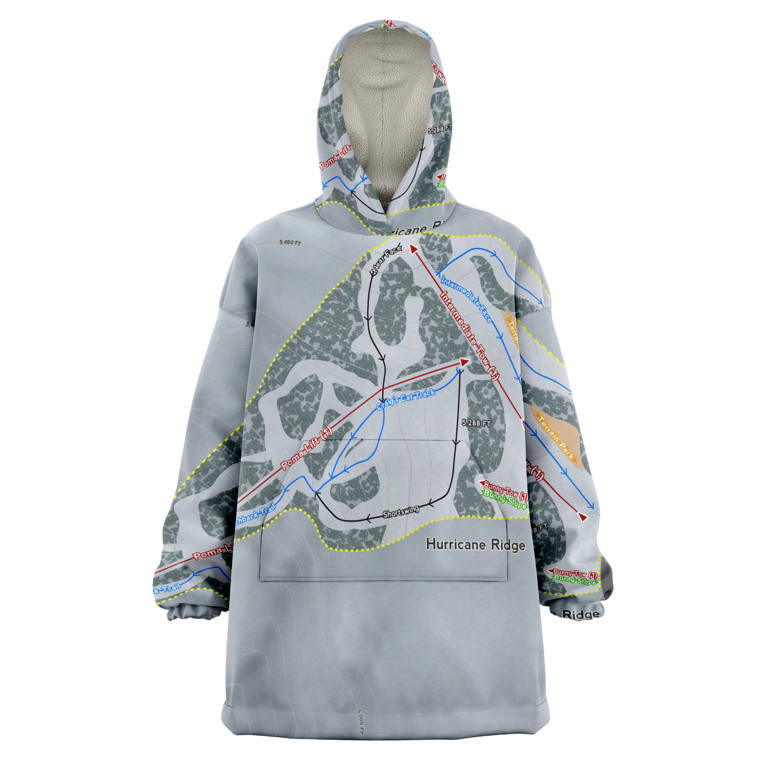 Hurricane Ridge, Washington Ski Trail Map - Snug Hoodie