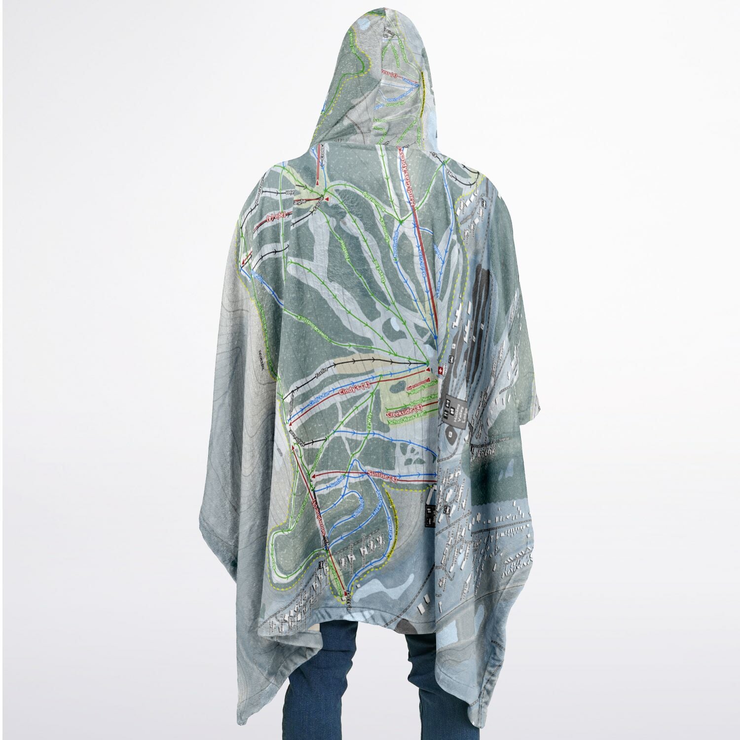 Holiday Valley, New York Ski Resort Map Flannel Blanket Poncho