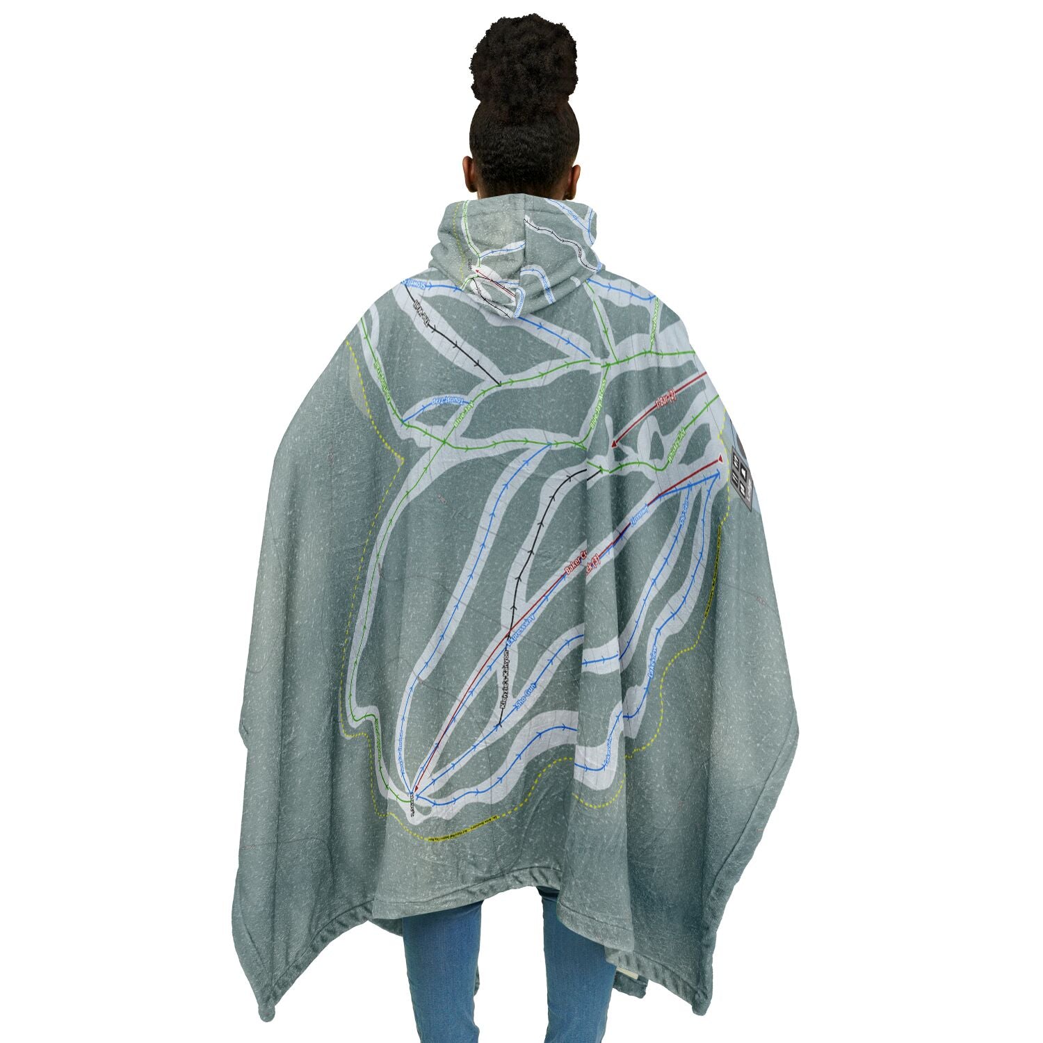 Purden Ski Village, British Columbia Ski Resort Map Flannel Blanket Poncho