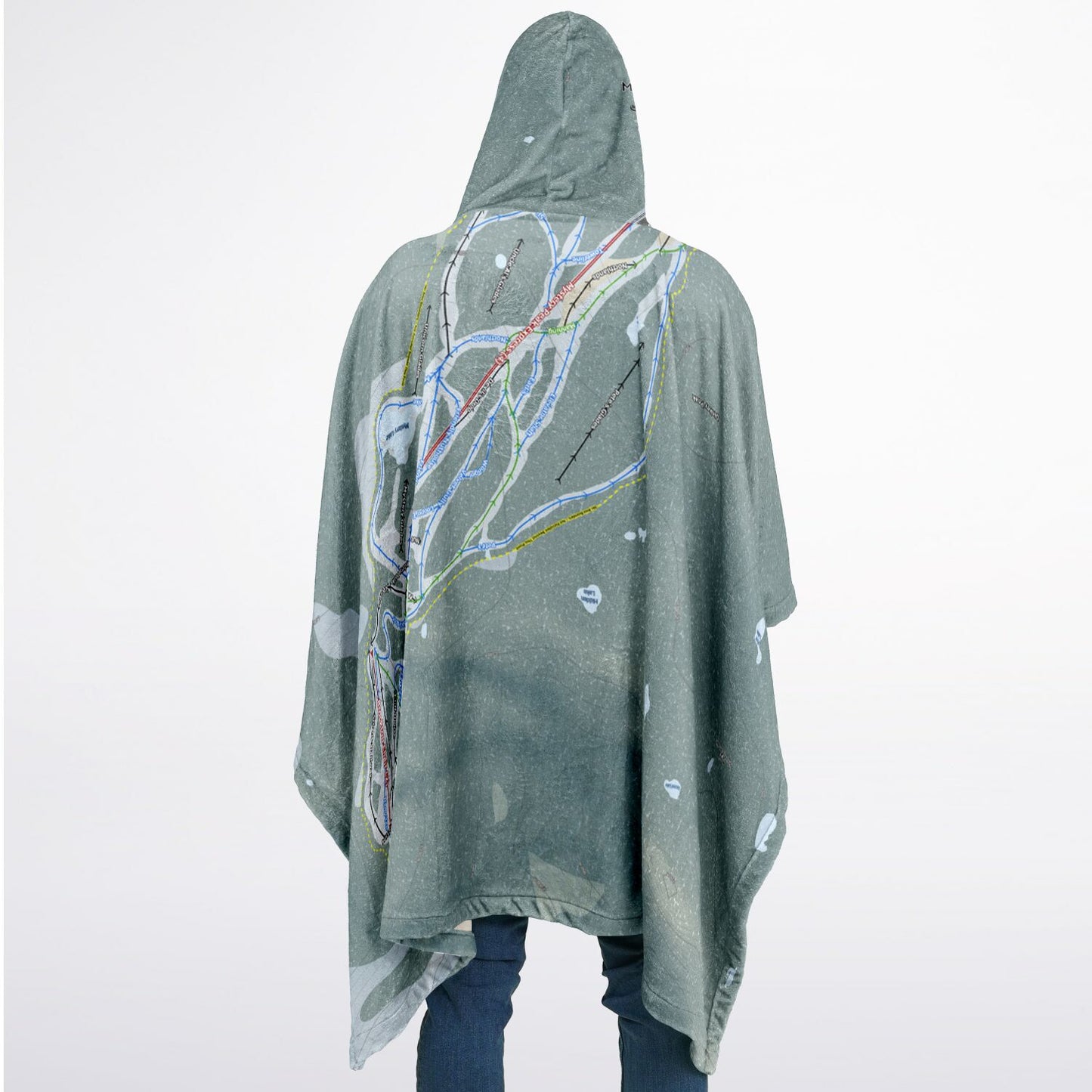 Mt Seymour, British Columbia Ski Resort Map Flannel Blanket Poncho