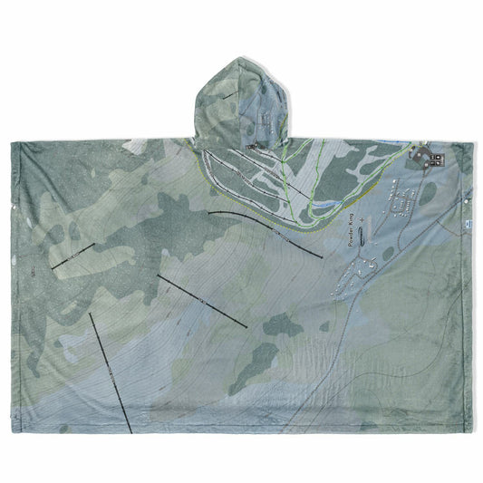Powder King, British Columbia Ski Resort Map Flannel Blanket Poncho