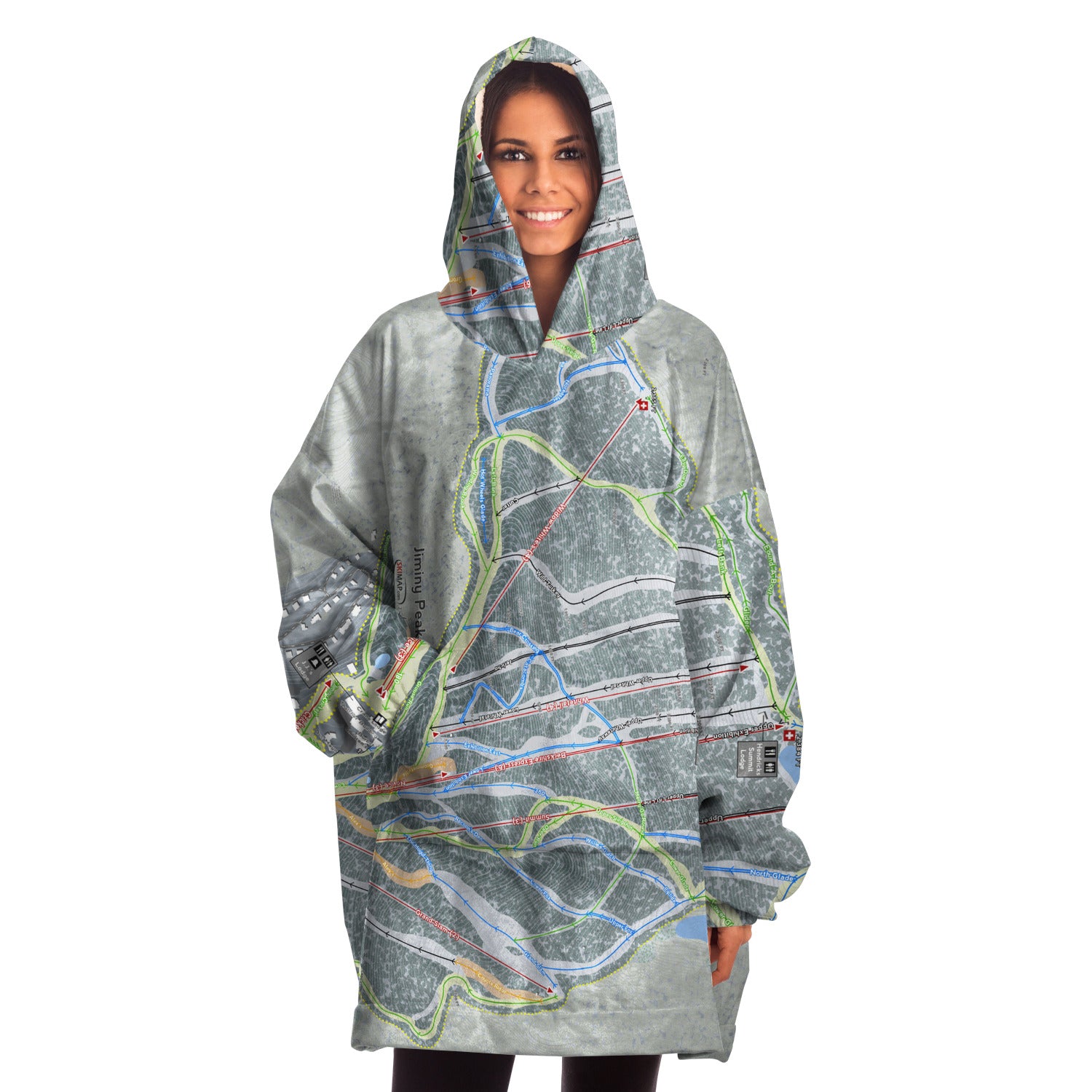Jiminy Peak, Massachusetts Ski Trail Map Snug Hoodie