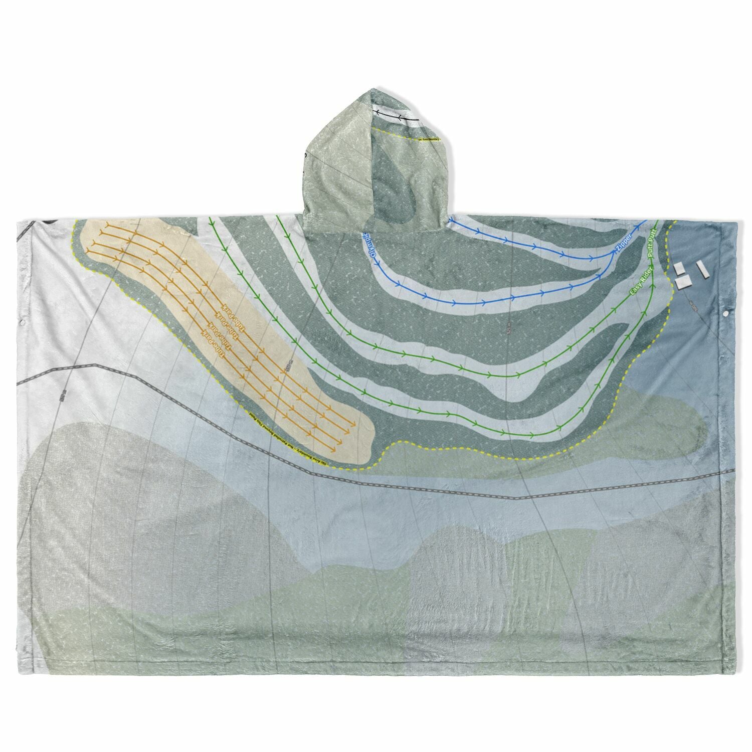 Little Smoky, Alberta Ski Resort Map Flannel Blanket Poncho