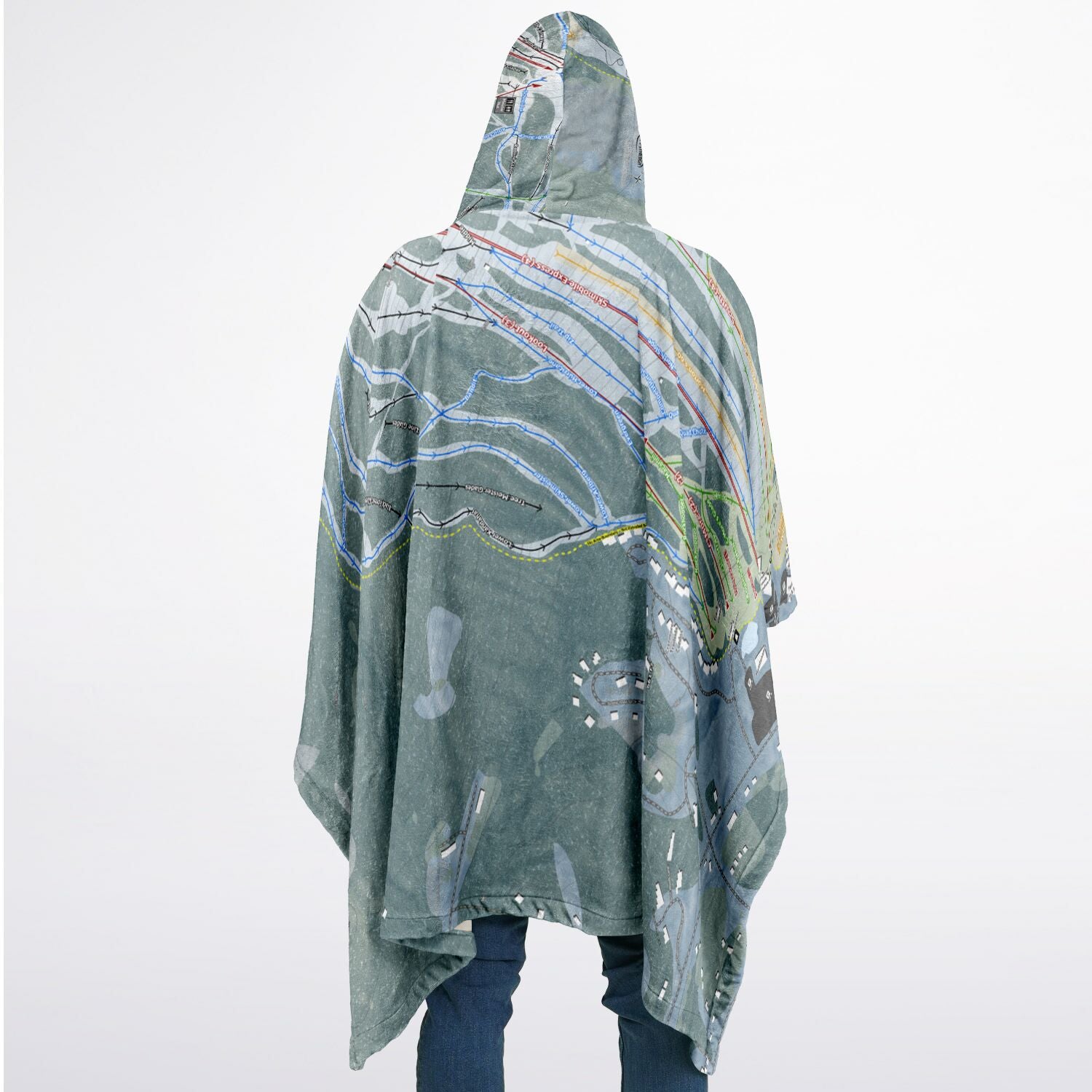Cranmore Mountain, New Hampshire Ski Resort Map Flannel Blanket Poncho