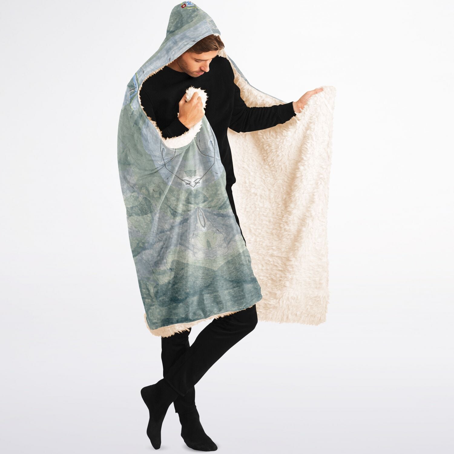 Tenney Mountain, New Hampshire Ski Trail Map - Adult Hooded Blanket