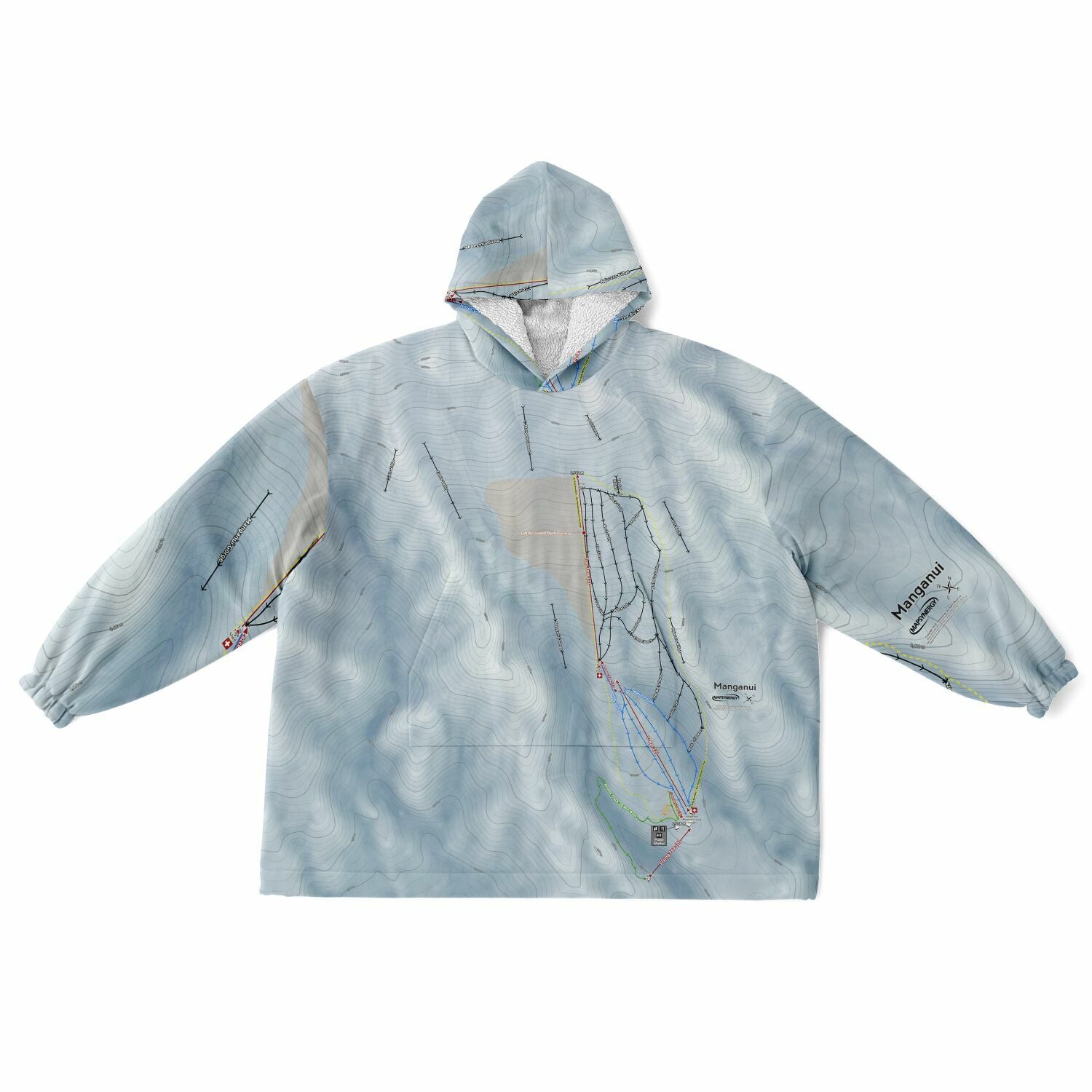 Manganui, New Zealand Ski Trail Map - Snug Hoodie