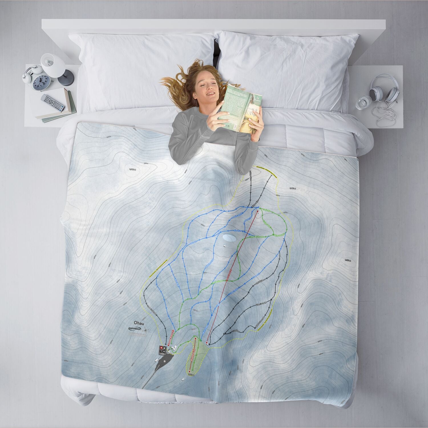 Ohau, New Zealand Ski Resort Map XL Blanket