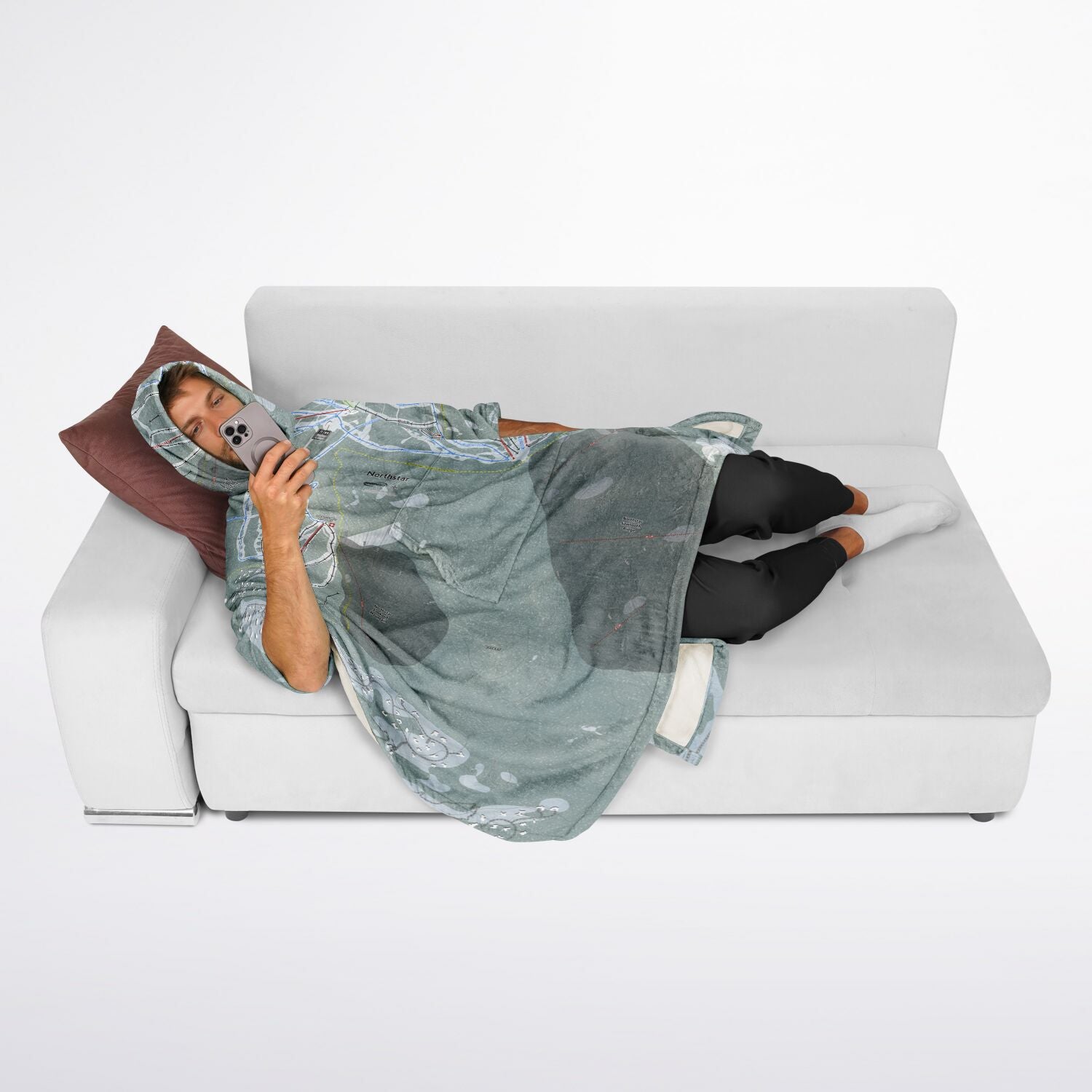 Northstar, California Ski Resort Map Flannel Blanket Poncho