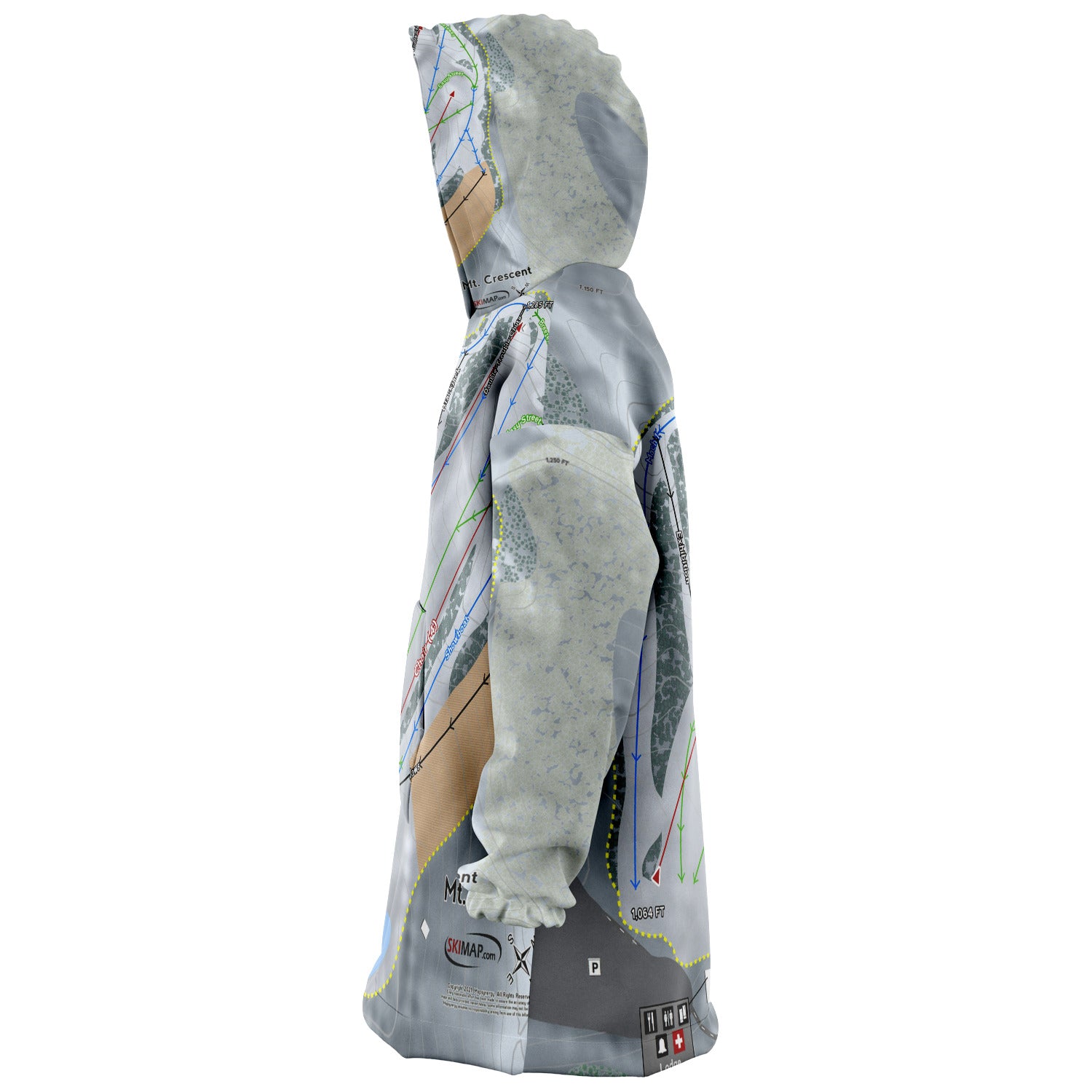 Mt Crescent, Iowa Ski Trail Map - Snug Hoodie