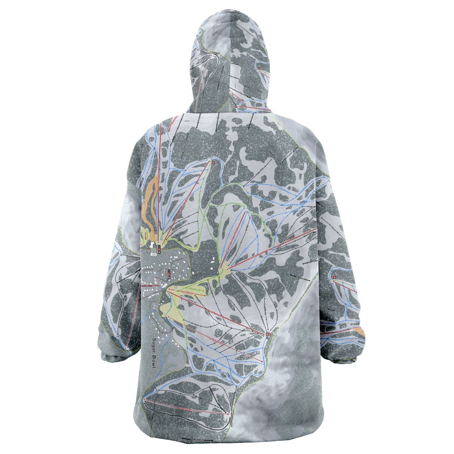 Sugar Bowl, California Ski Trail Map - Snug Hoodie