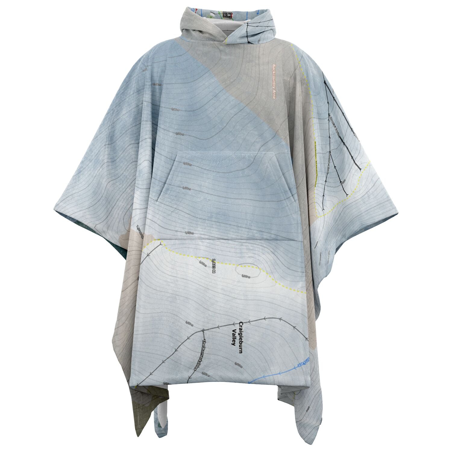 Broken Rive, New Zealand Ski Resort Map Flannel Blanket Poncho