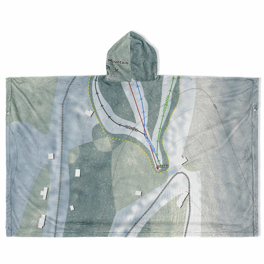 Campton Mountain, New Hampshire Ski Resort Map Flannel Blanket Poncho