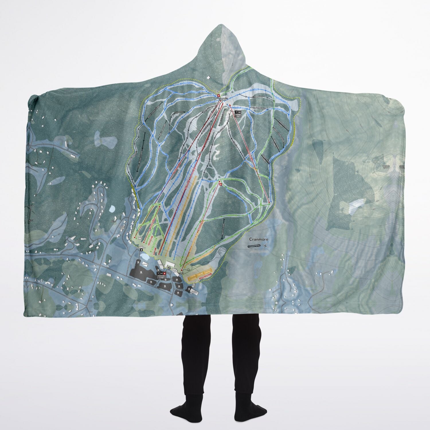 Cranmore Mountain, New Hampshire Ski Trail Map - Adult Hooded Blanket