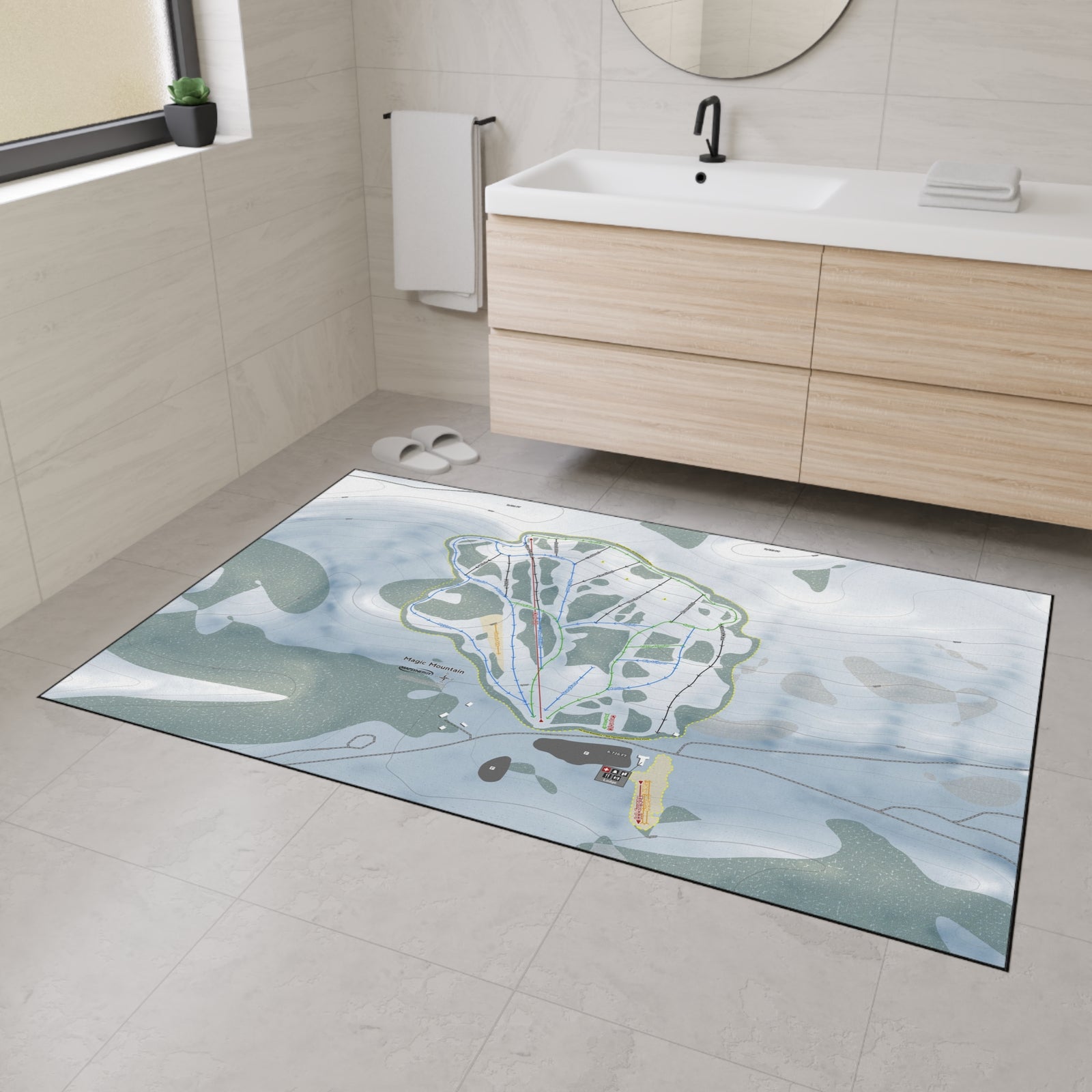 Magic Mountain, Idaho Ski Resort Map Heavy Duty Floor Mat