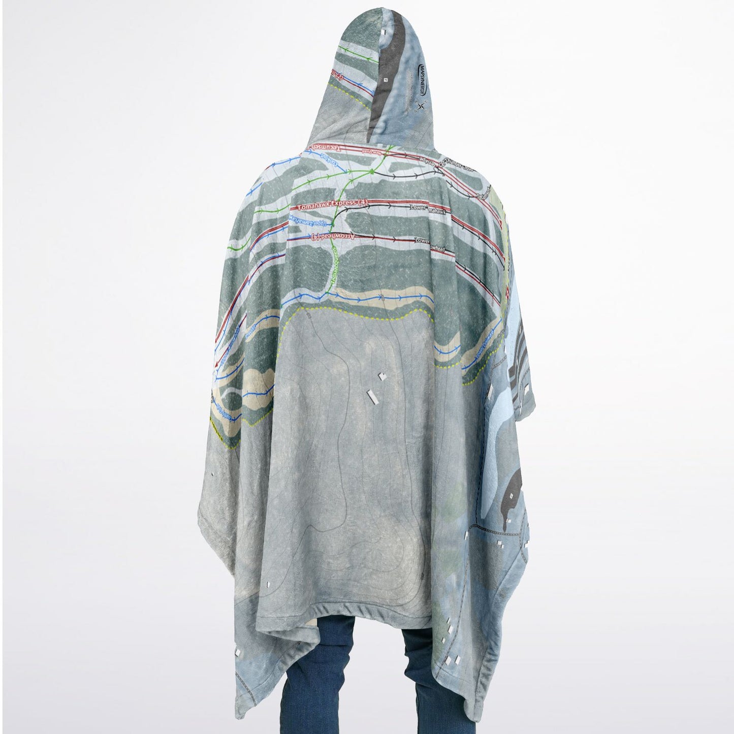 Shawnee Mountain, Pennsylvania Ski Resort Map Flannel Blanket Poncho