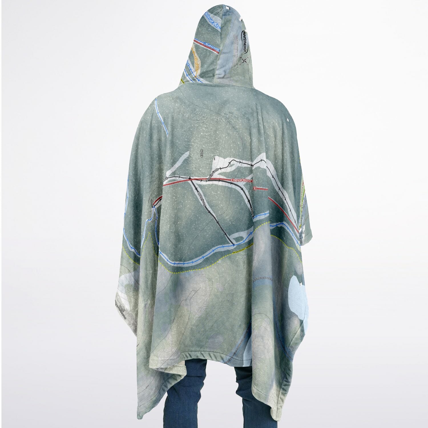 Mont Ste-Marie, Quebec Ski Resort Map Flannel Blanket Poncho