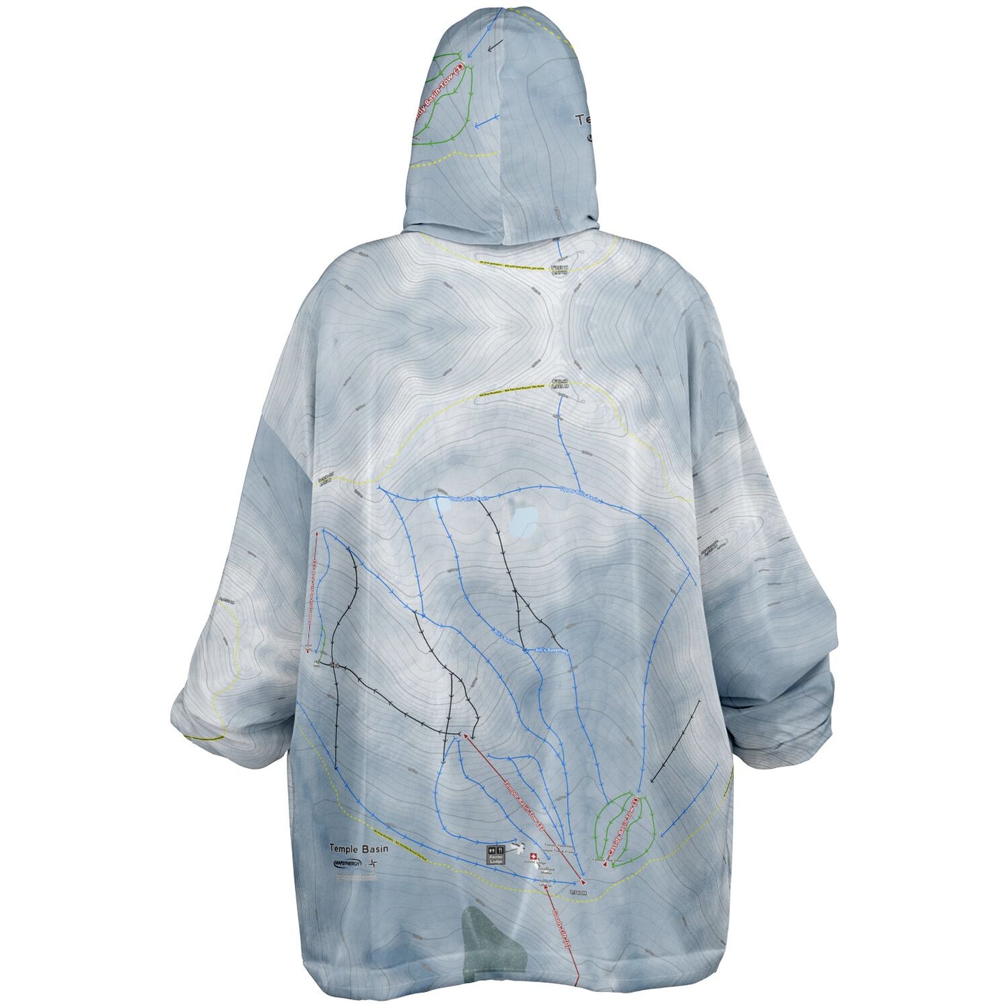 Temple Basin, New Zealand Ski Trail Map - Snug Hoodie - Powderaddicts
