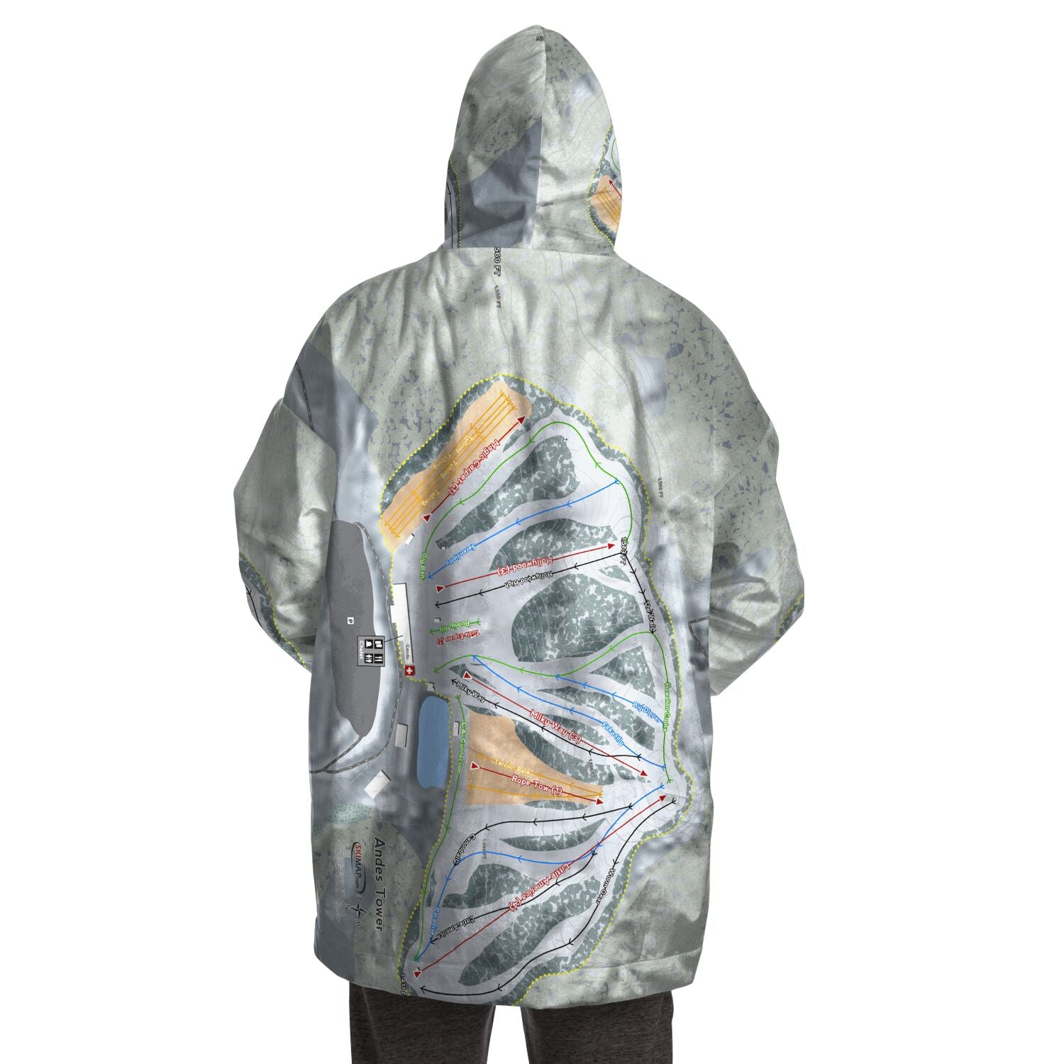Andes Tower, Minnesota Ski Trail Map Snug Hoodie