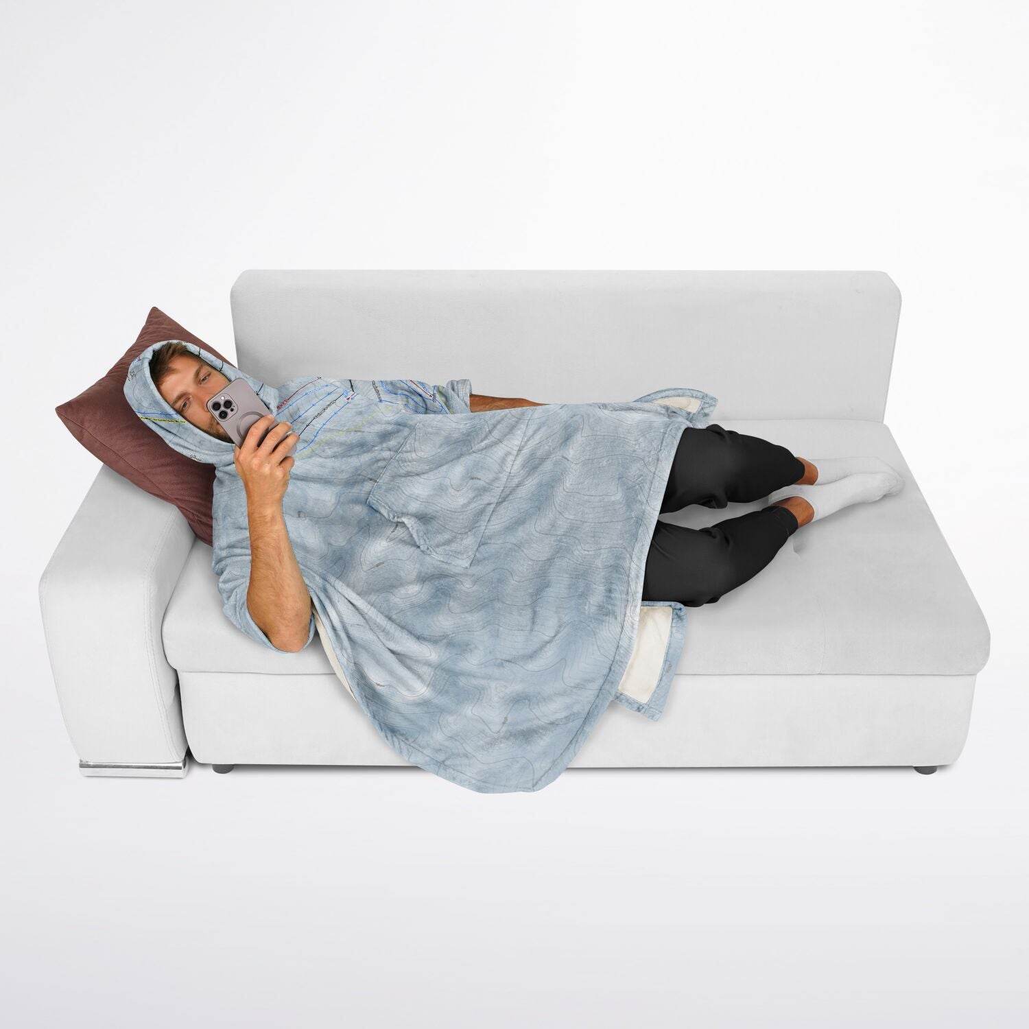 Mt. Whakapap, New Zealand Ski Resort Map Flannel Blanket Poncho