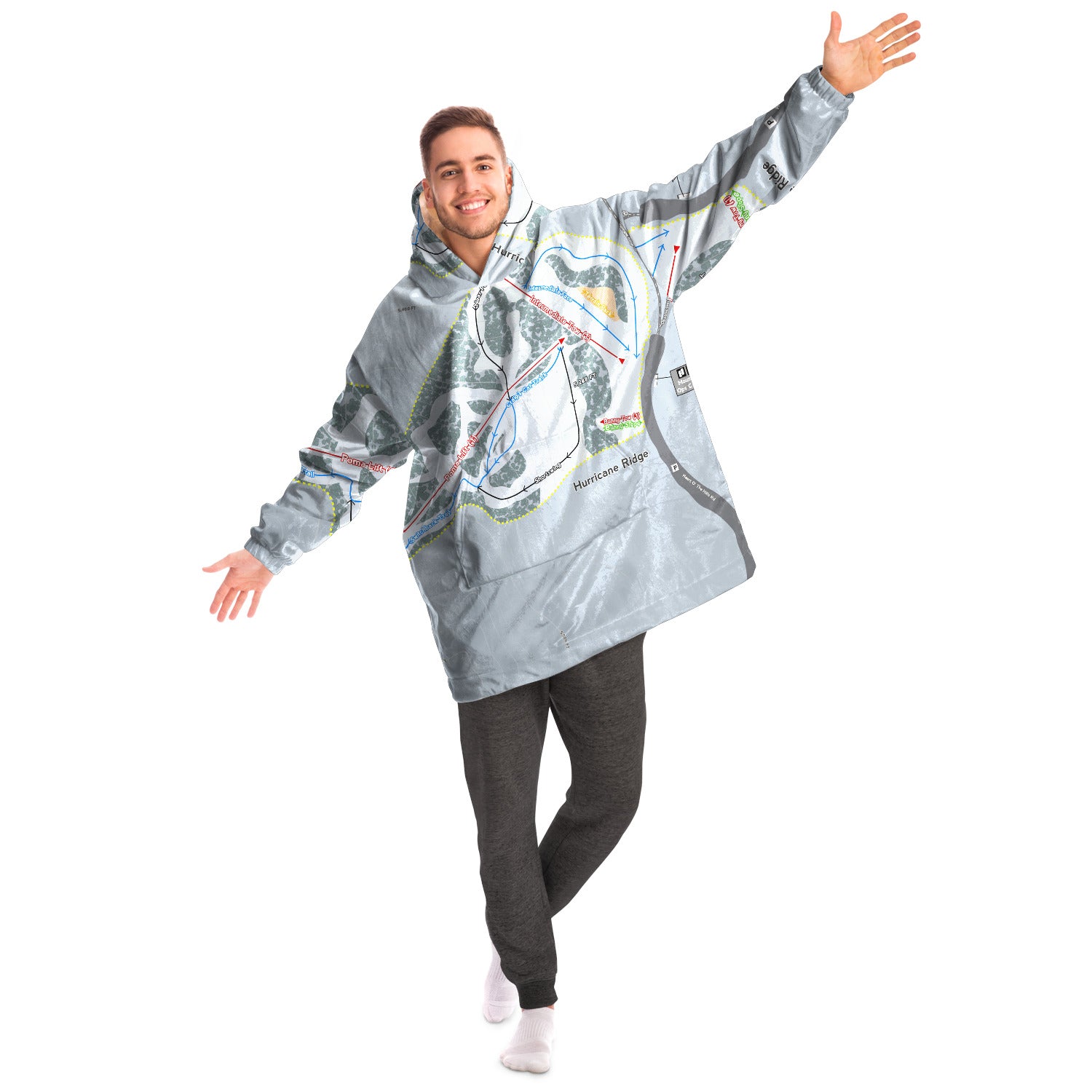 Hurricane Ridge, Washington Ski Trail Map Snug Hoodie