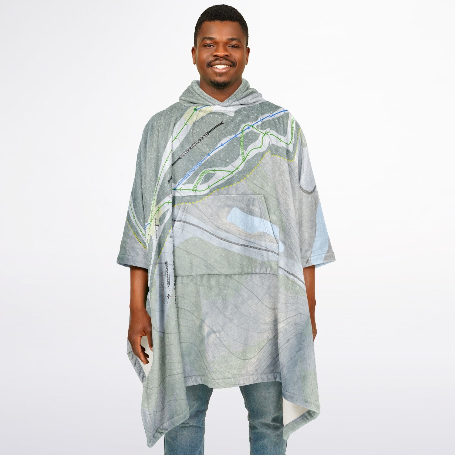 Laurel Mountain, Pennsylvania Ski Resort Map Flannel Blanket Poncho