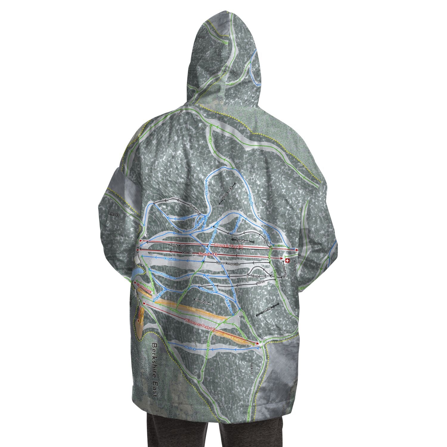 Berkshire East, Massachusetts Ski Trail Map - Snug Hoodie