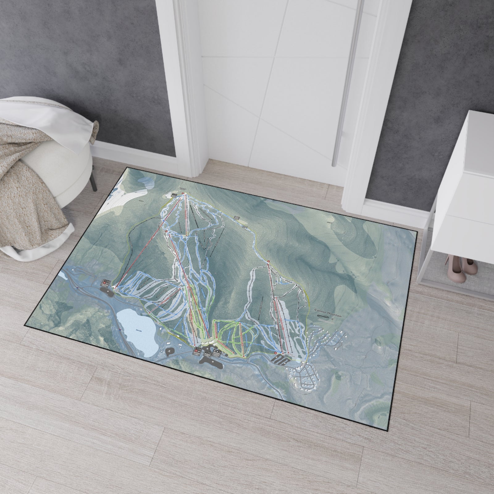 Cannon Mountain, New Hampshire Ski Resort Map Heavy Duty Floor Mat