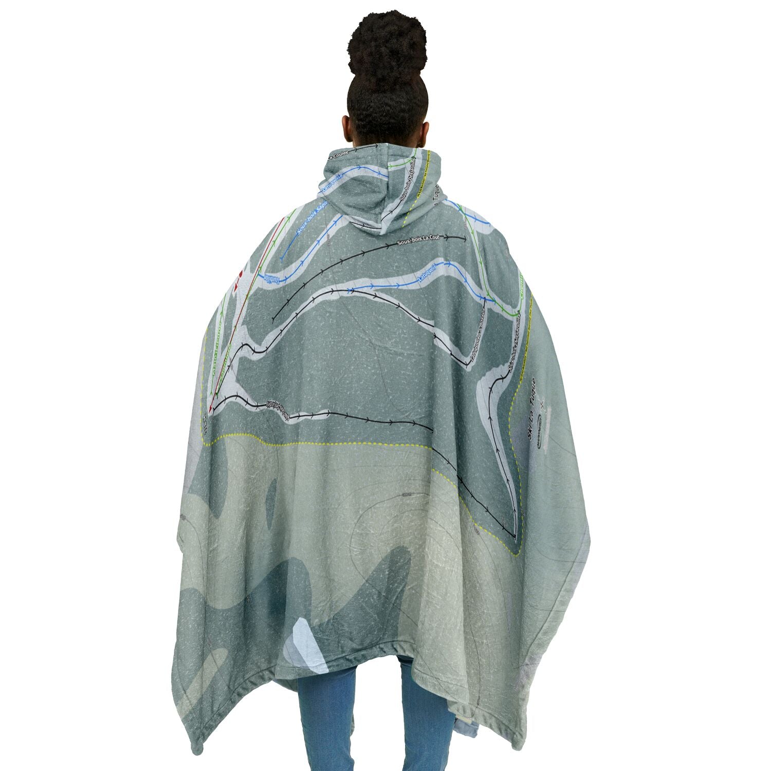 SkiLa Tuque, Quebec Ski Resort Map Flannel Blanket Poncho