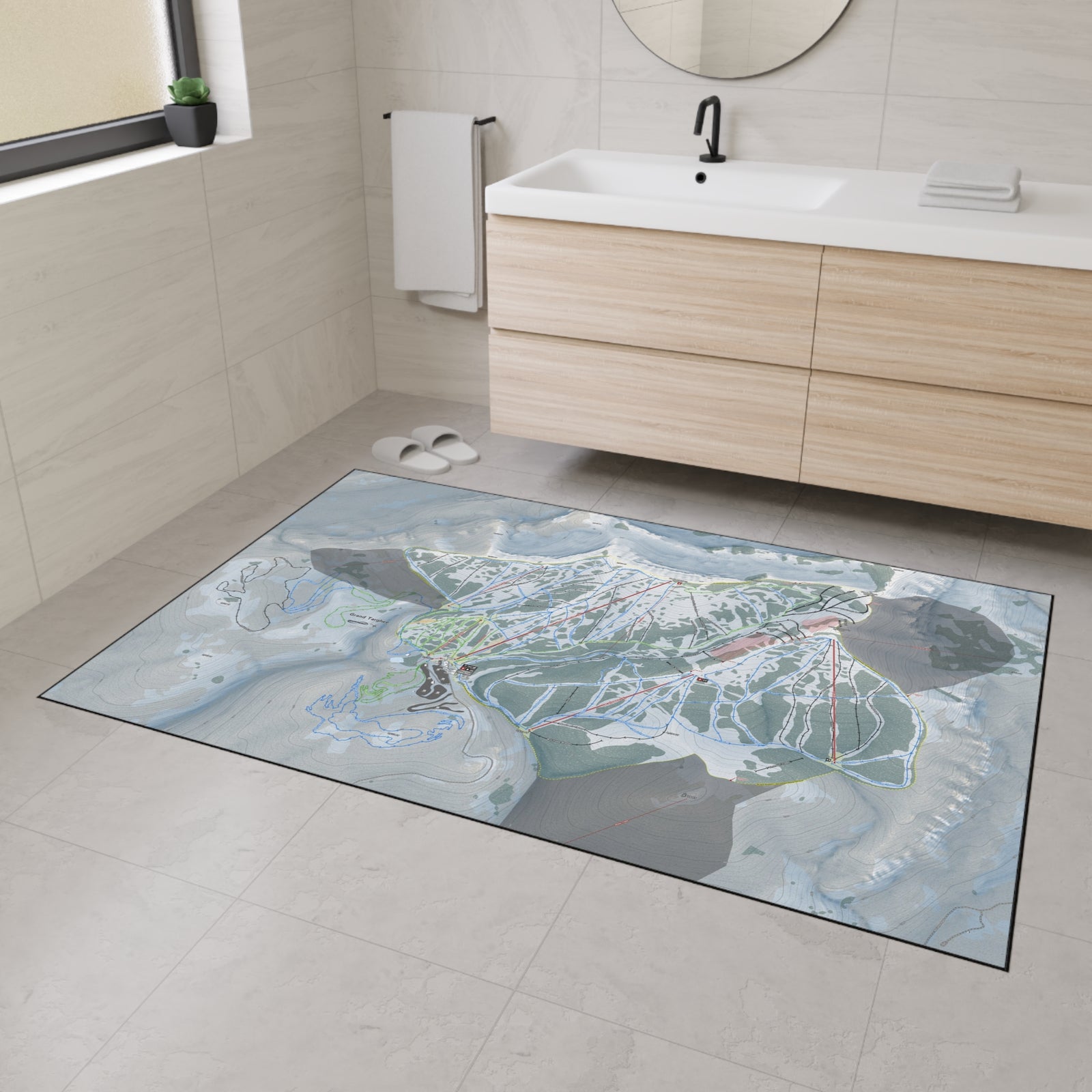 Grand Targhee, Wyoming Ski Resort Map Heavy Duty Floor Mat