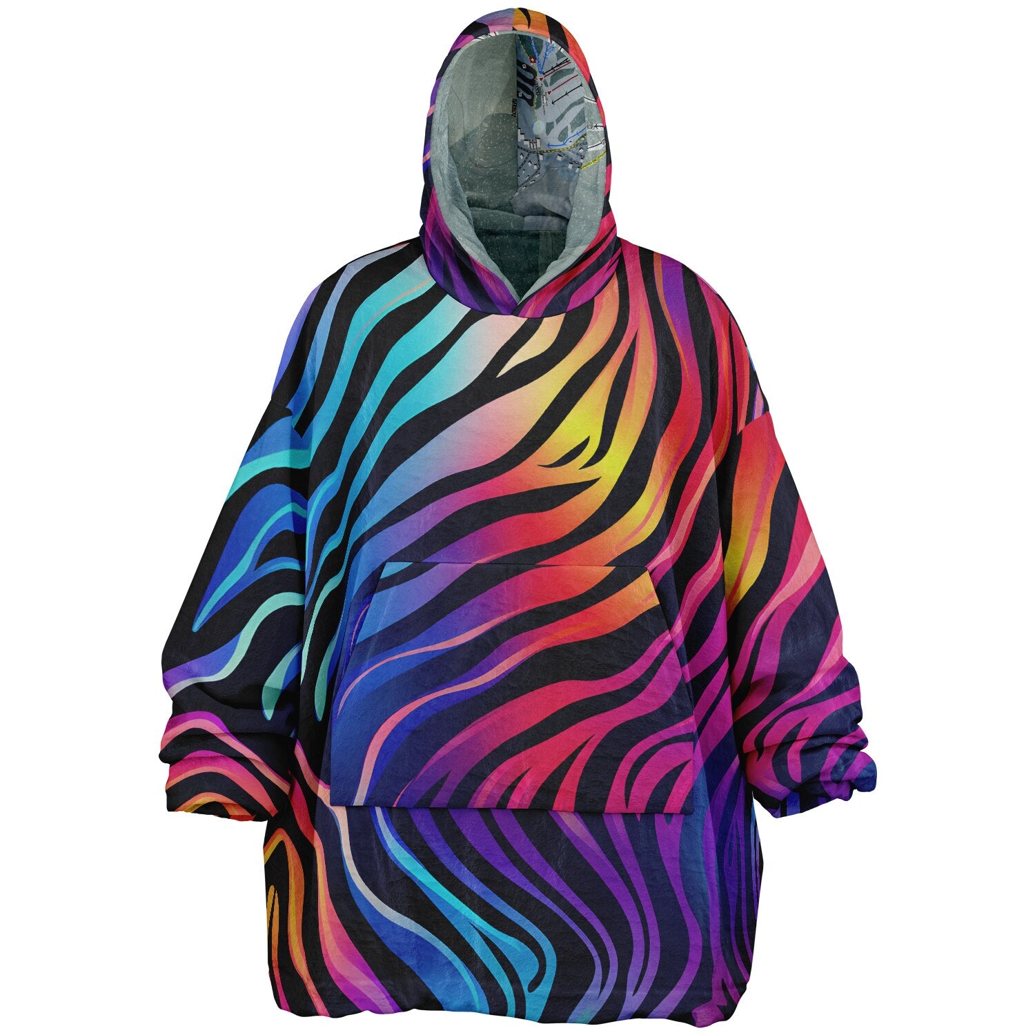 Cannon Mountain, New Hampshire Ski Resort Map Reversible Snug Hoodie