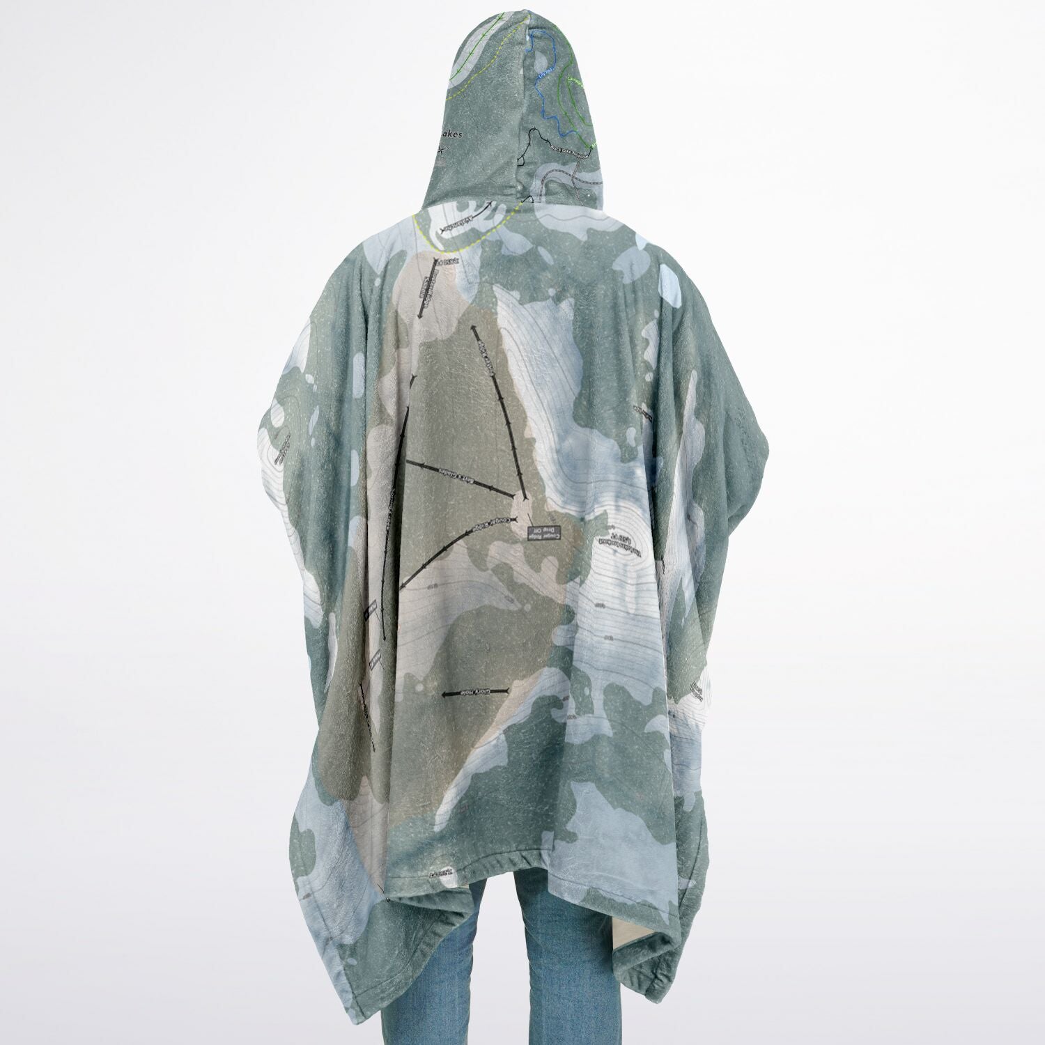 Anthony Lakes, Oregon Ski Resort Map Flannel Blanket Poncho