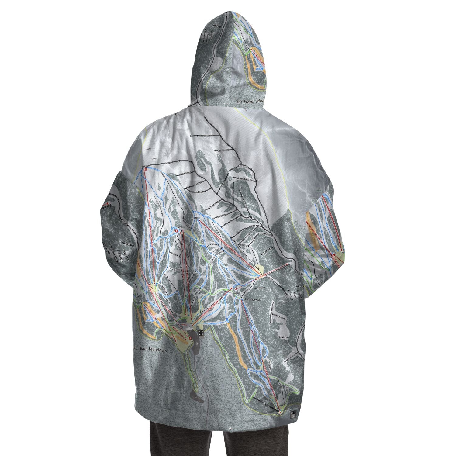 Mt. Hood Meadows, Oregon Ski Trail Map - Snug Hoodie - Powderaddicts