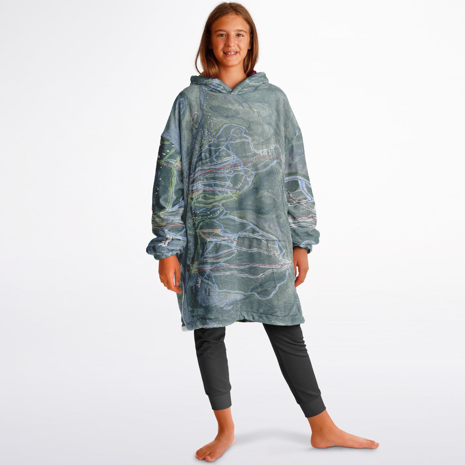 Attitash Mountain, New Hampshire Ski Resort Map Reversible Snug Hoodie