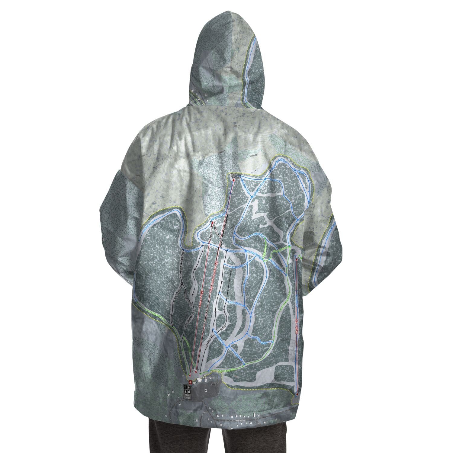 Mt Abram, Maine Ski Trail Map - Snug Hoodie