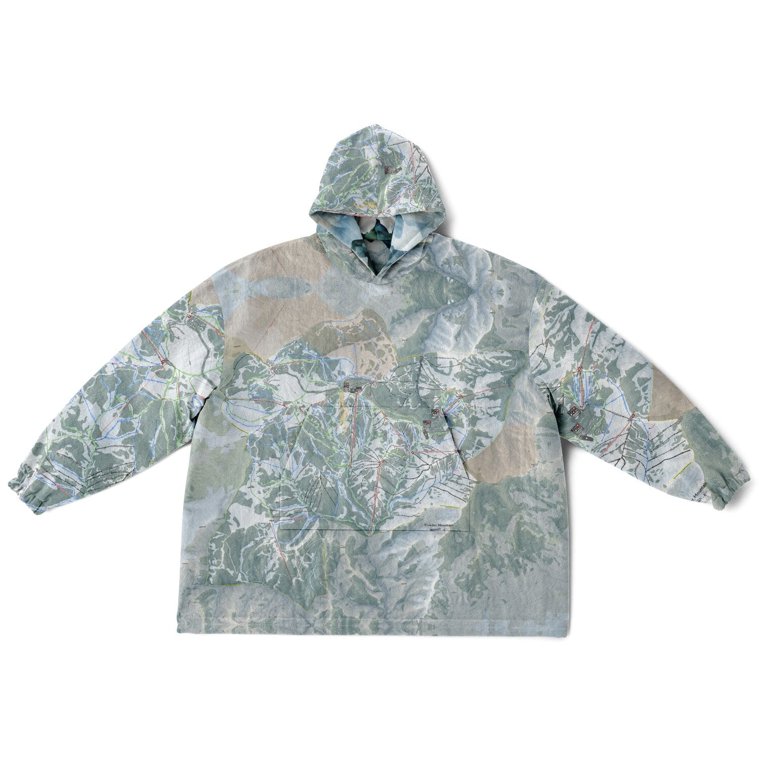 Powder Mountain, Utah Ski Resort Map Reversible Snug Hoodie