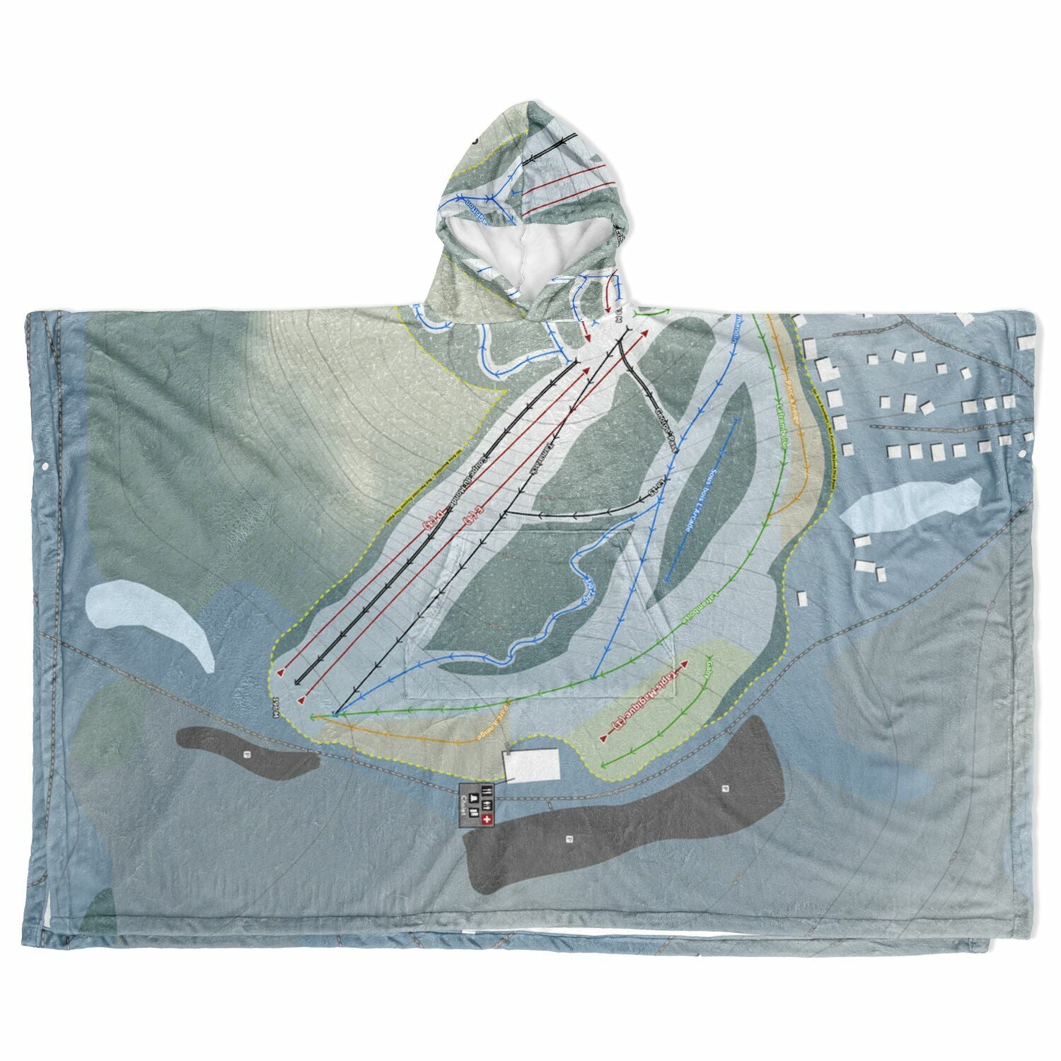 Sommet Gabriel, Quebec Ski Resort Map Flannel Blanket Poncho