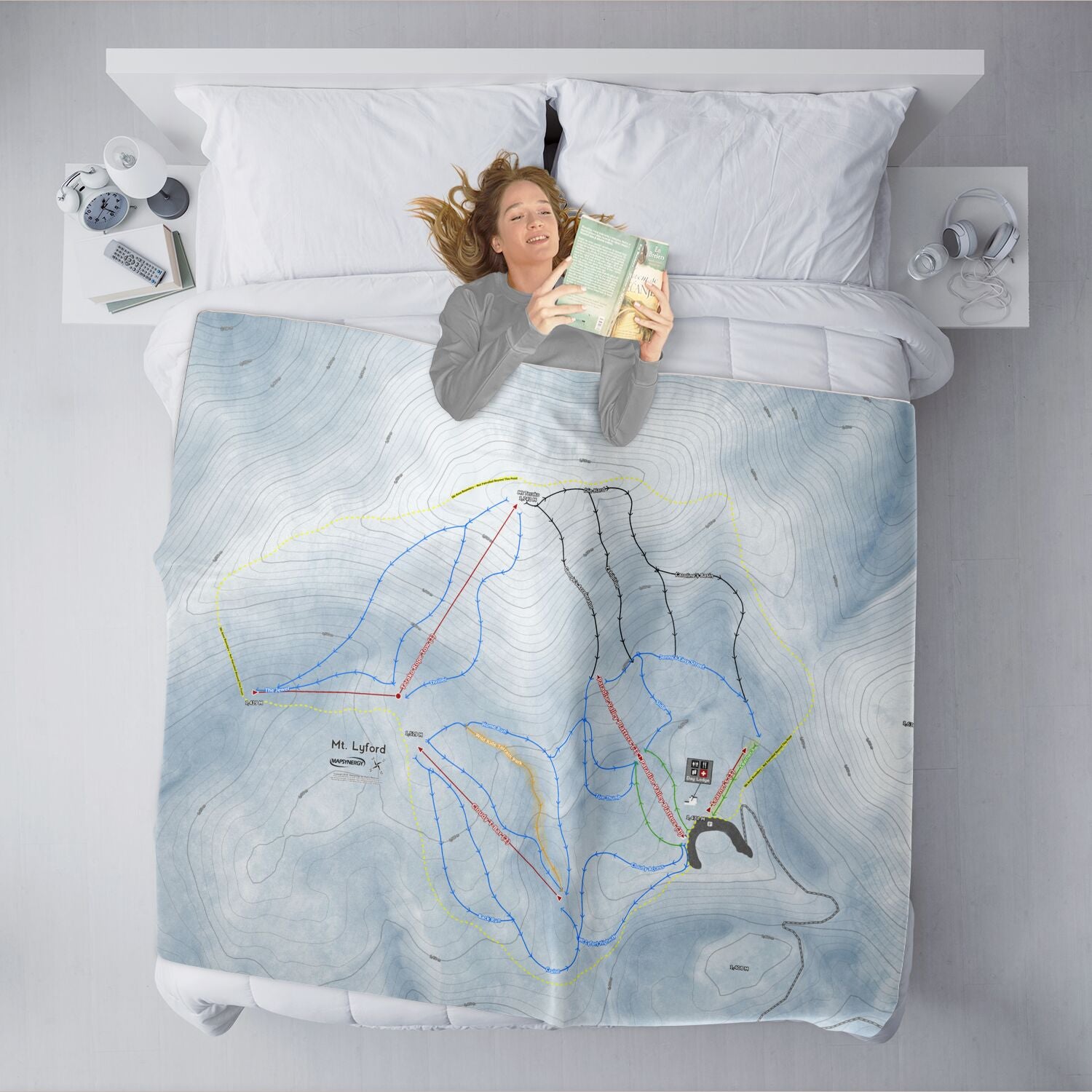 Mt Lyford, New Zealand Ski Resort Map XL Blanket