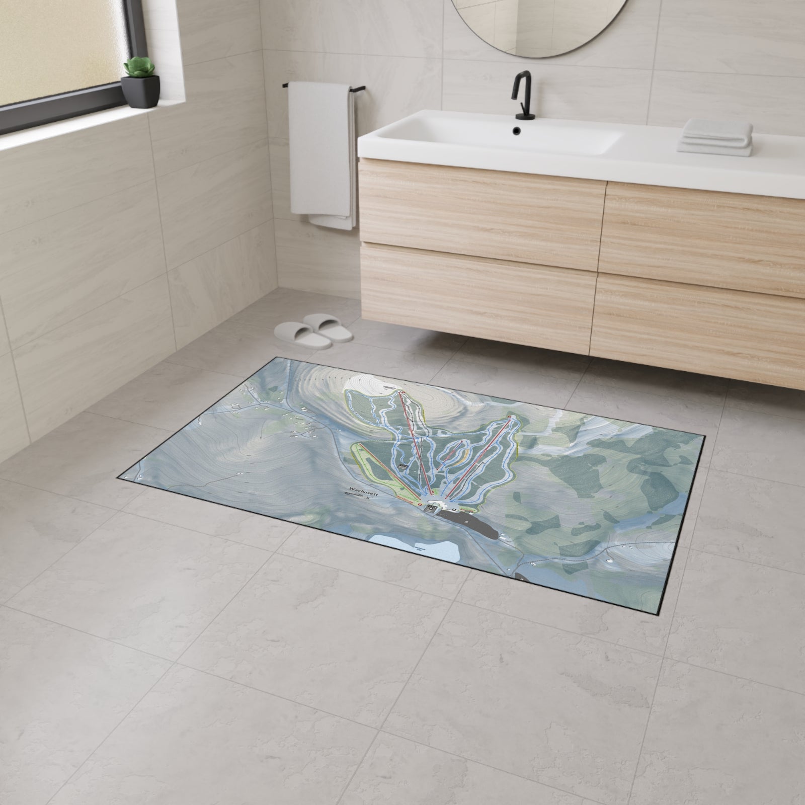 Wachusett Mountain, Massachusetts Ski Resort Map Heavy Duty Floor Mat