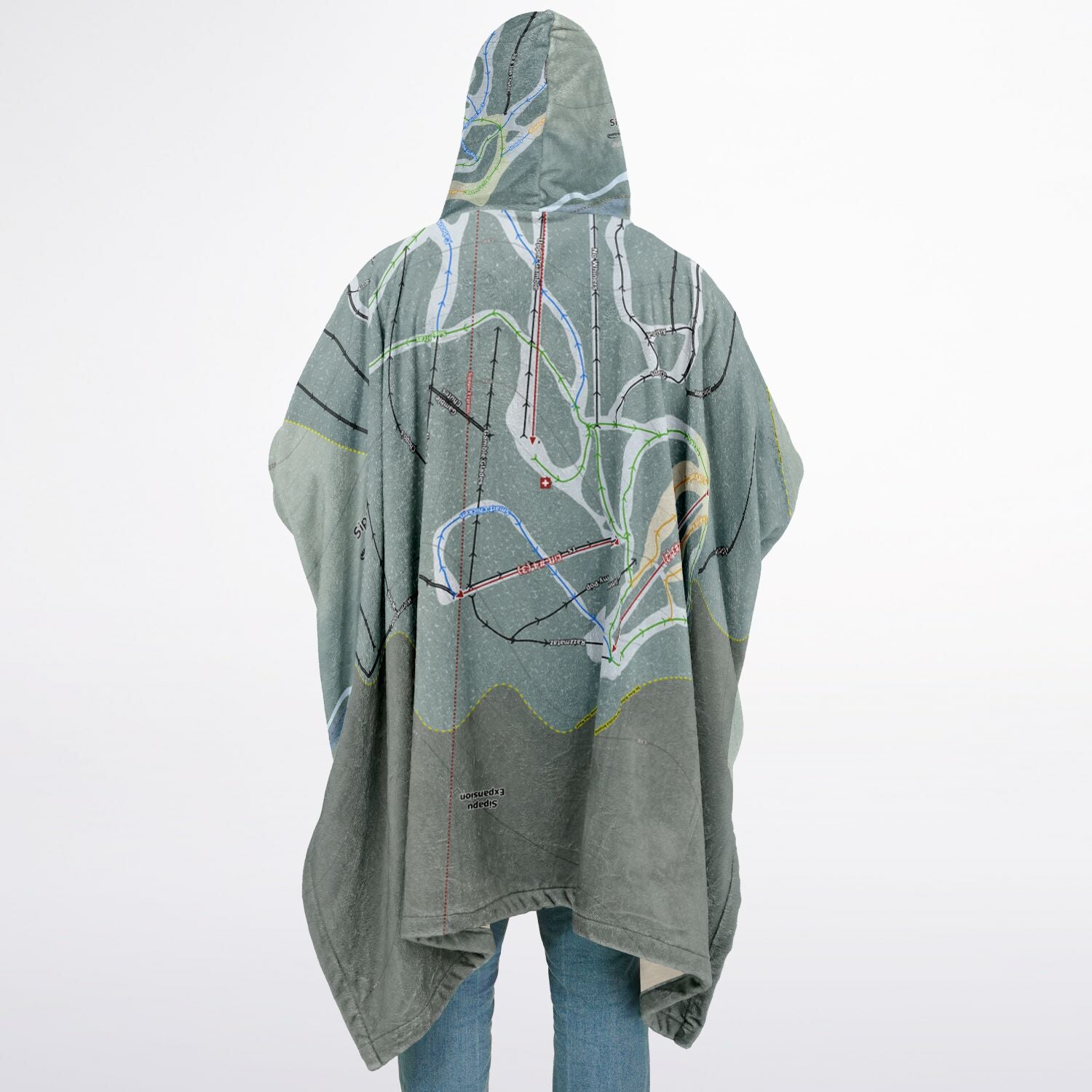 Sipapu, New Mexico Ski Resort Map Flannel Blanket Poncho