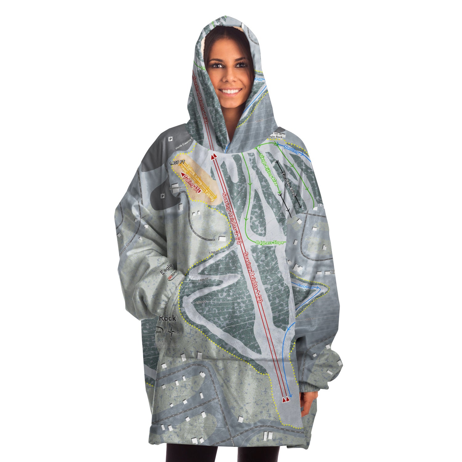 Eagle Rock, Pennsylvania Ski Trail Map Snug Hoodie